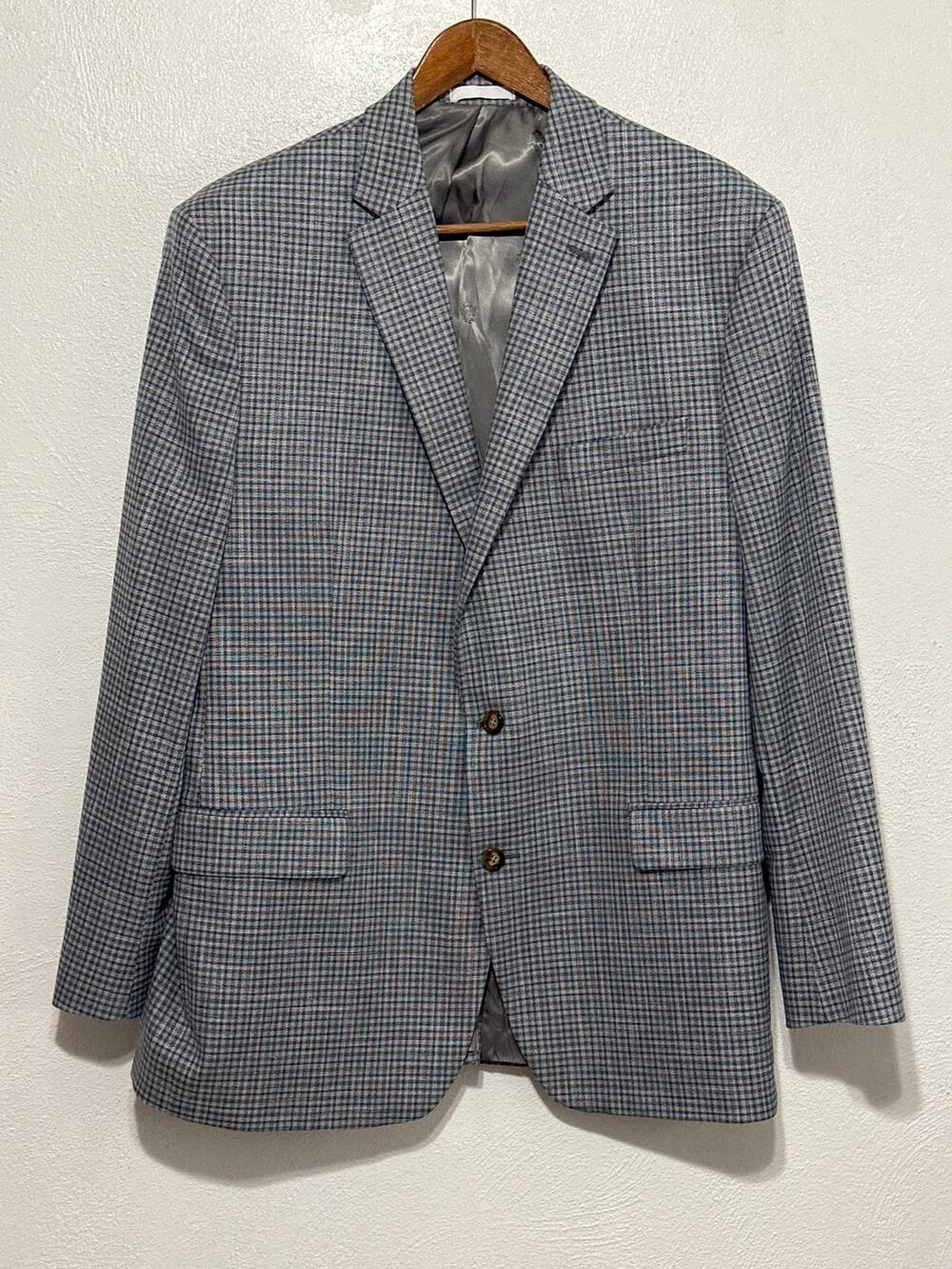 Ralph Lauren Black Label Blue Grey Plaid Sports Coat Blazer 46L
